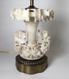 Pair of Carved Marble Alabaster Table Lamps