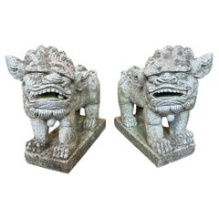 Pareja De Perros Chinos Foo De Piedra Tallada