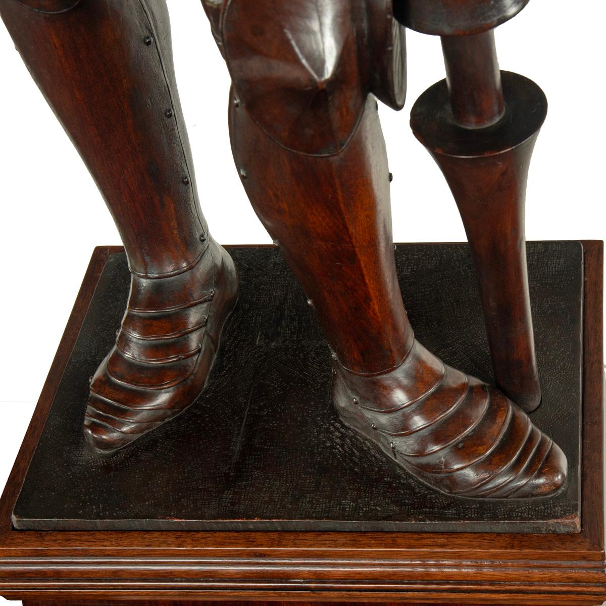 A pair of carved walnut mediaeval knights For Sale 7