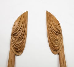 Pair of Carved Wood Hearse Curtains