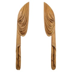 Pair of Carved Wood Hearse Curtains