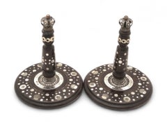 A Pair of Carved Wood, Mother of Pearl and Silver Atzei Chaim , Poland 1901