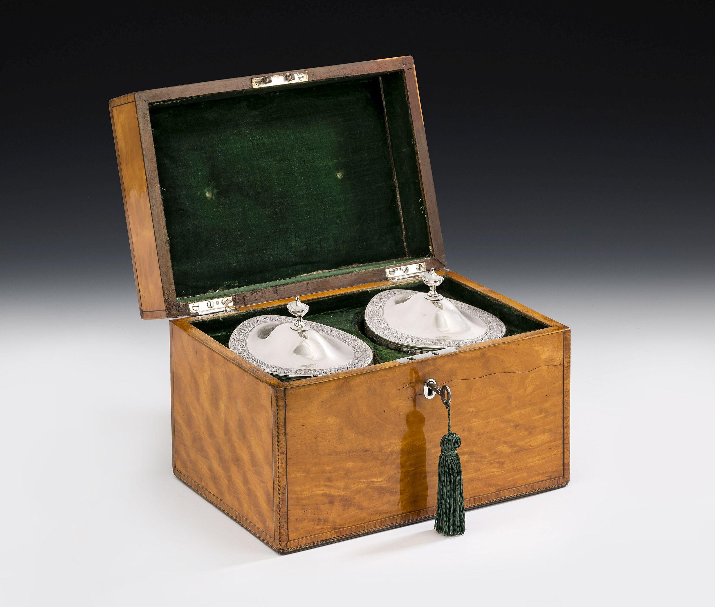 Late 18th Century Pair of Cased George III Tea Caddies Made in London in 1793 by William Frisbee