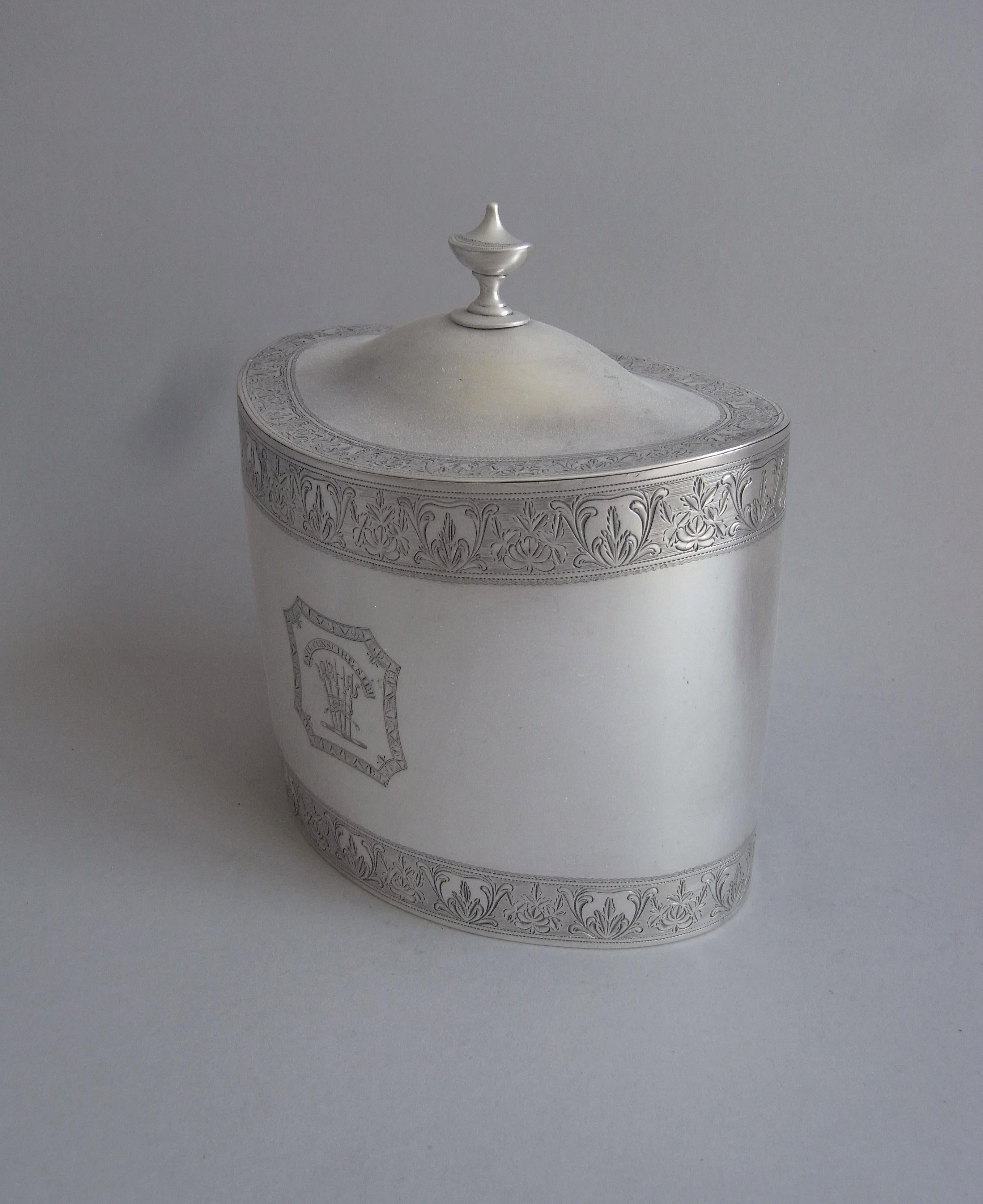 Sterling Silver Pair of Cased George III Tea Caddies Made in London in 1793 by William Frisbee