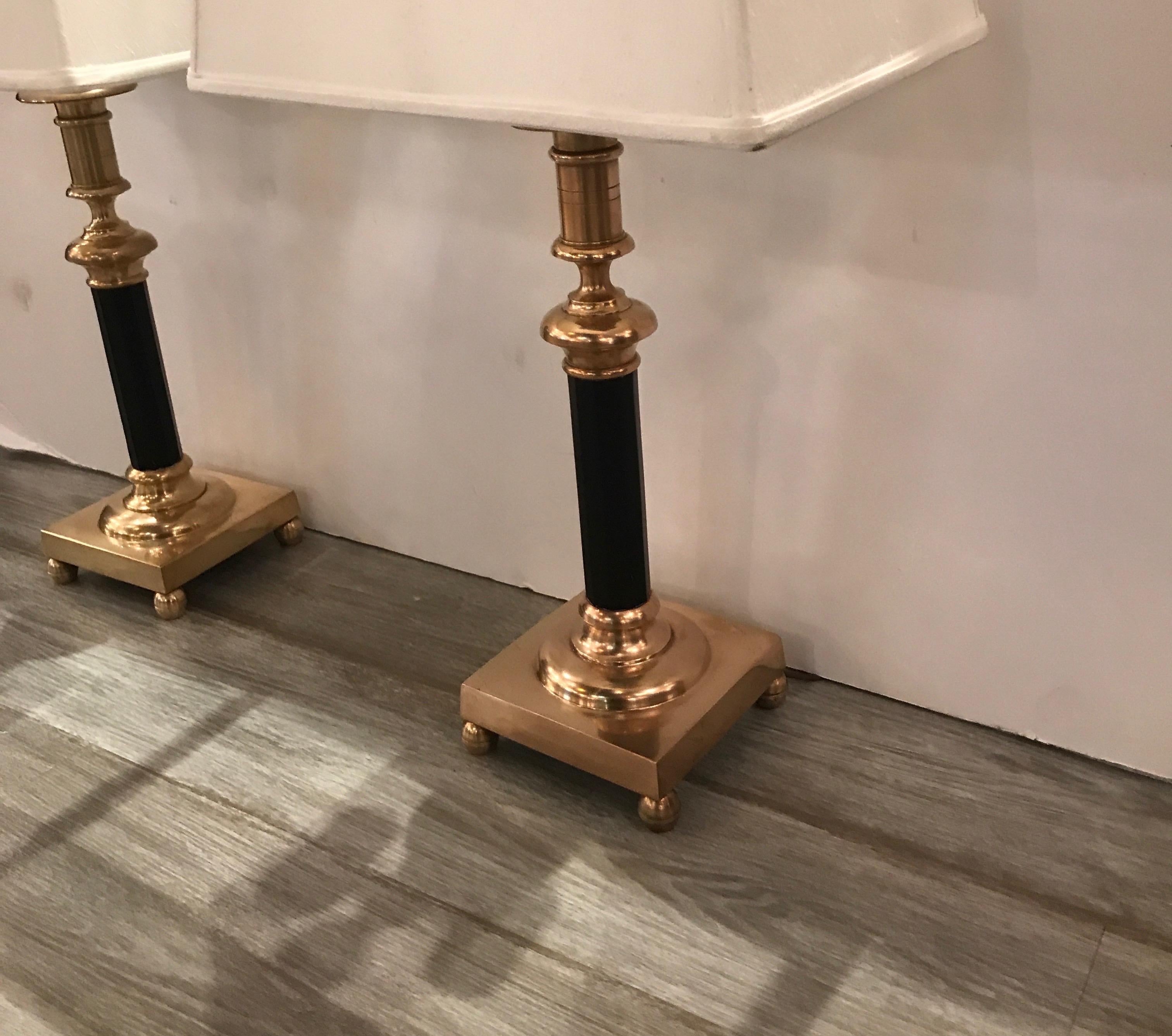 Late 20th Century Pair of Cast Brass Table Lamps by Chapman