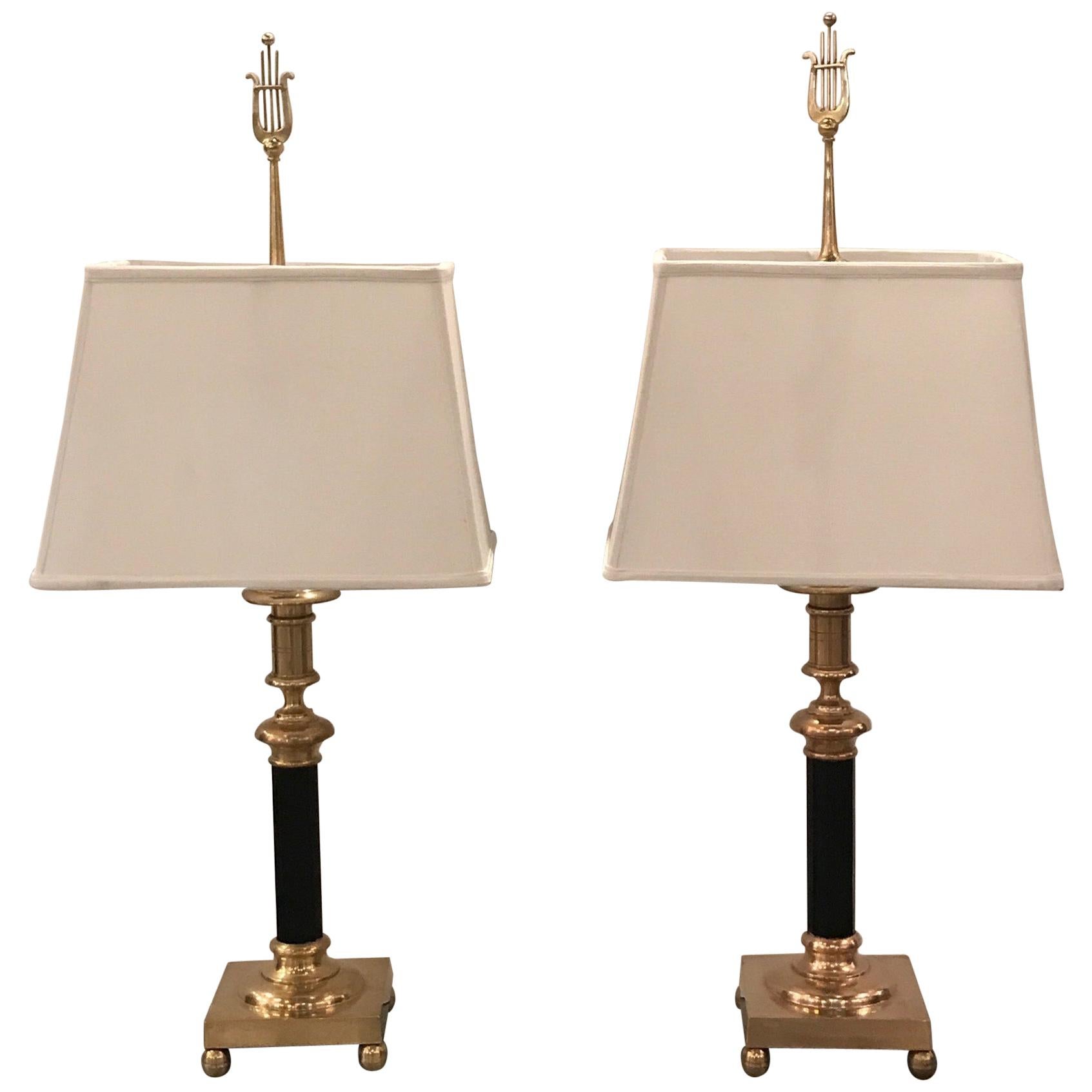 Pair of Cast Brass Table Lamps by Chapman