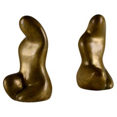 Ein Paar gegossene Bronzestatuetten aus den 1970er Jahren - Frankreich.