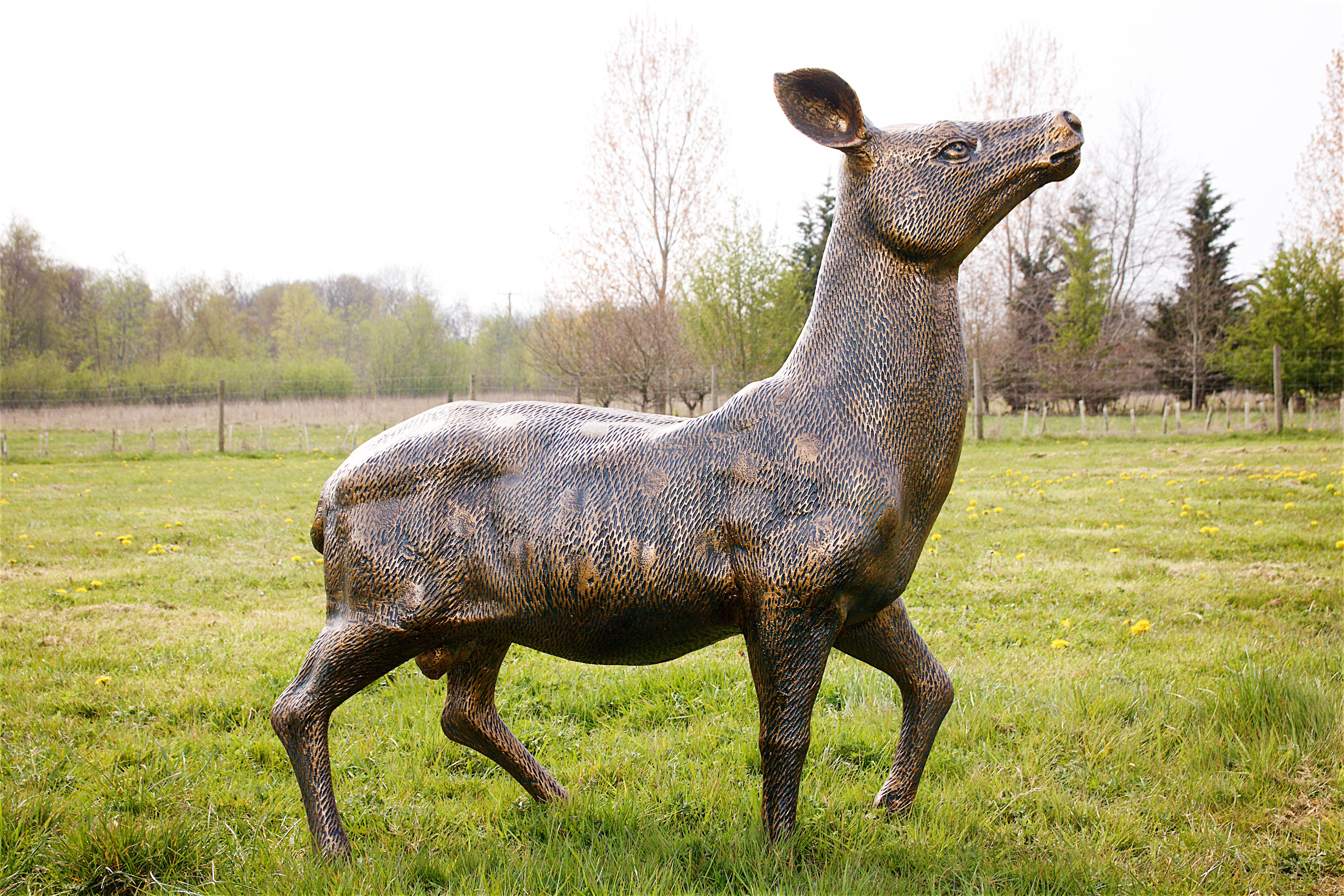 Asian Pair of Cast Iron Deer, Beautifully Modeled in the 18th Century Style