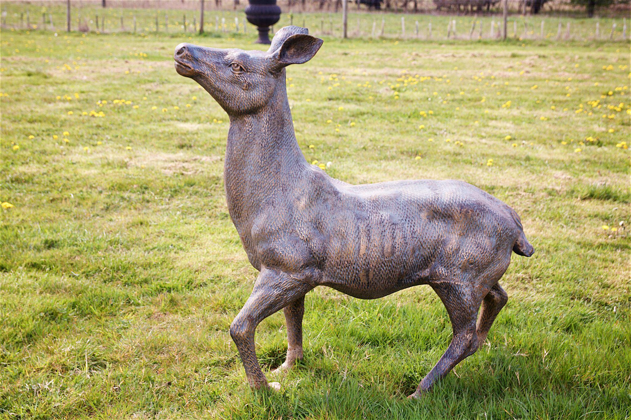 Pair of Cast Iron Deer, Beautifully Modeled in the 18th Century Style In Good Condition In Stratford upon Avon, GB