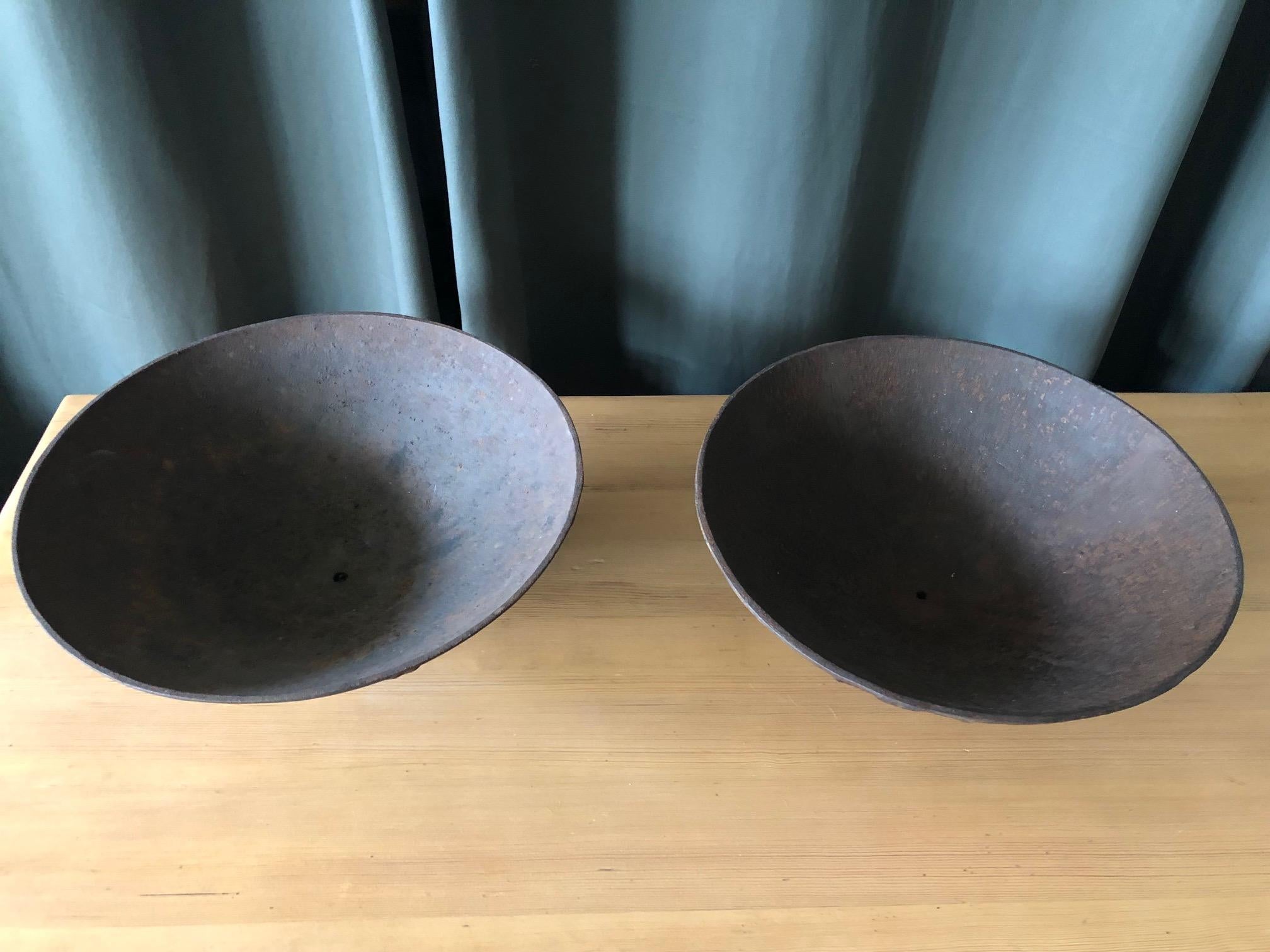 Scandinavian Modern Pair of Cast Iron Urns “Mikrokosmos” by Olof Hult For Sale