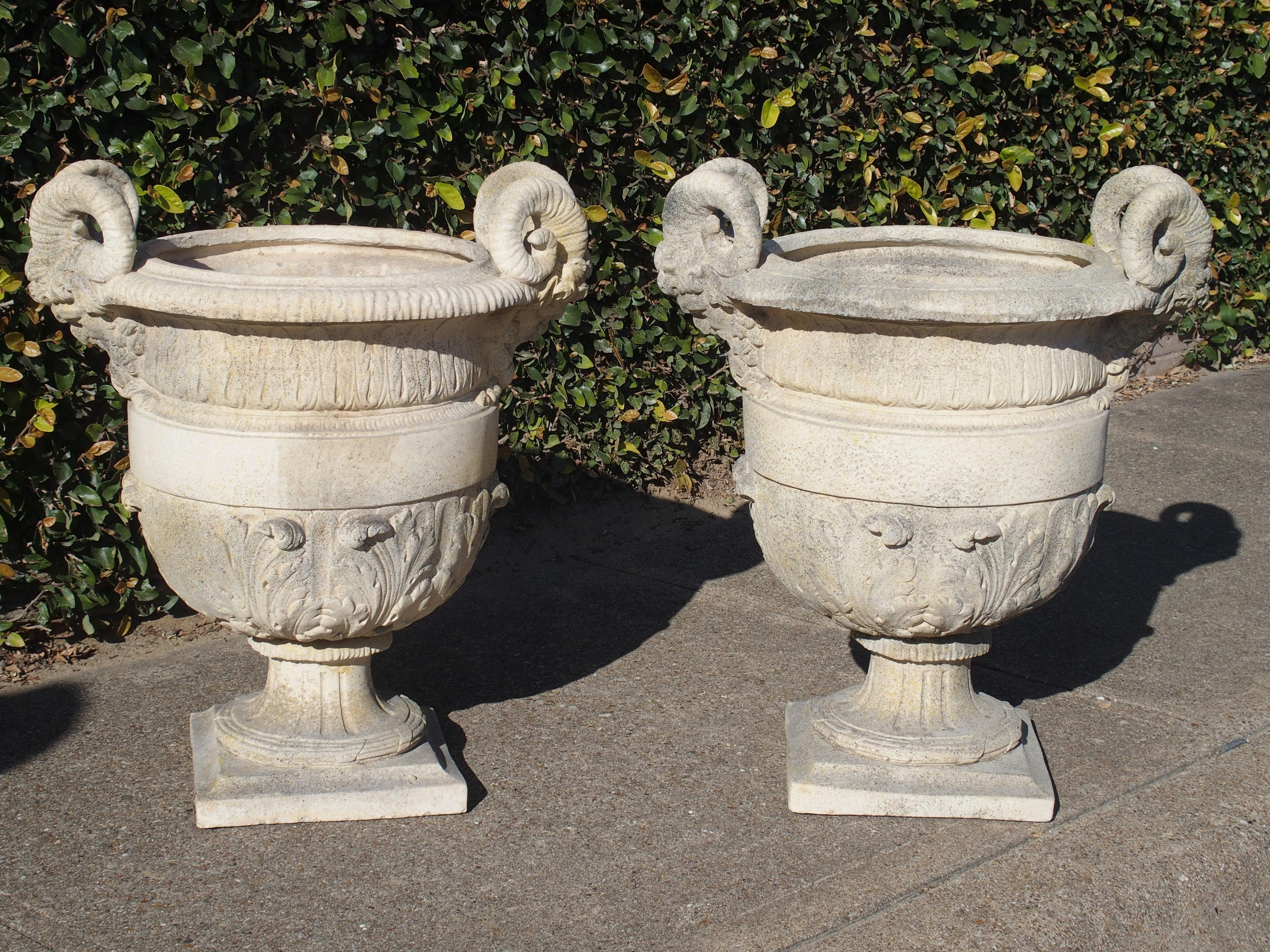 Pair of Cast Stone 'Versailles' Urns 2