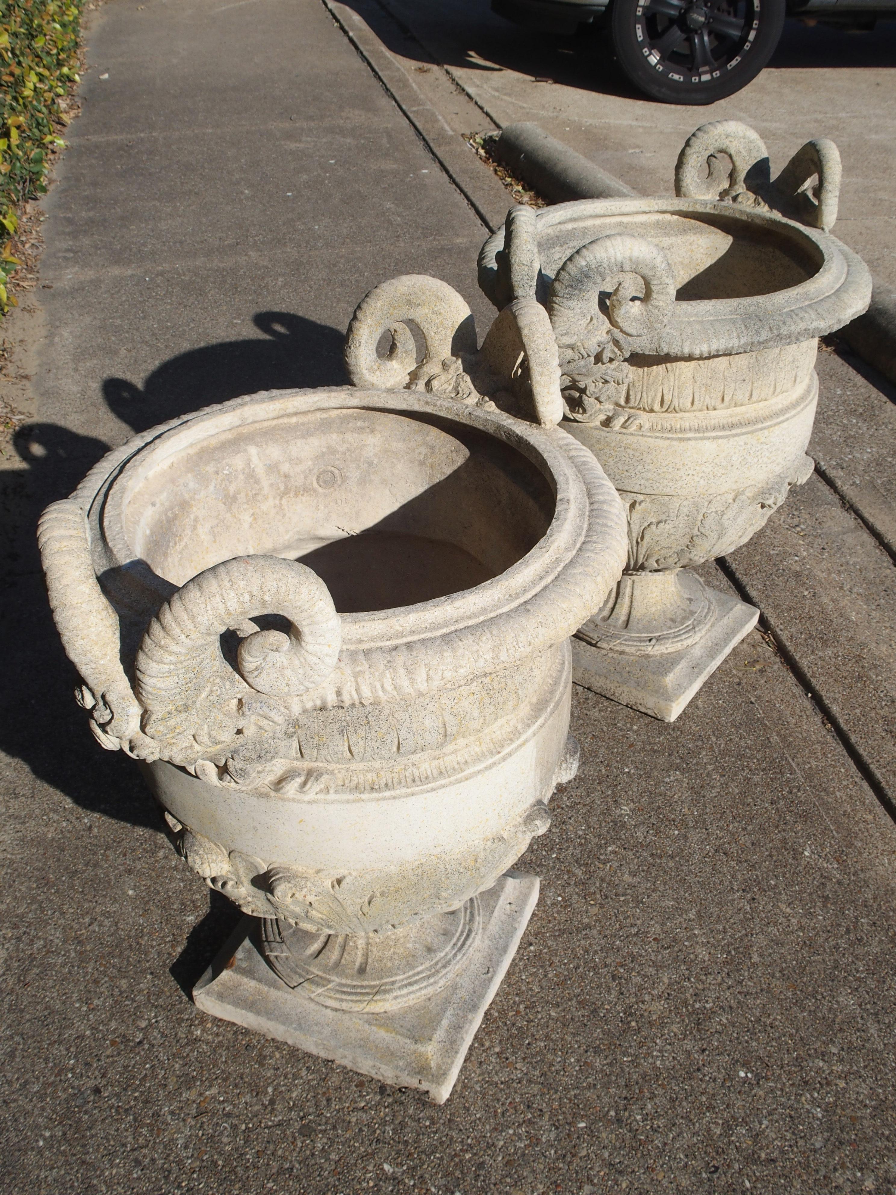 Pair of Cast Stone 'Versailles' Urns 5