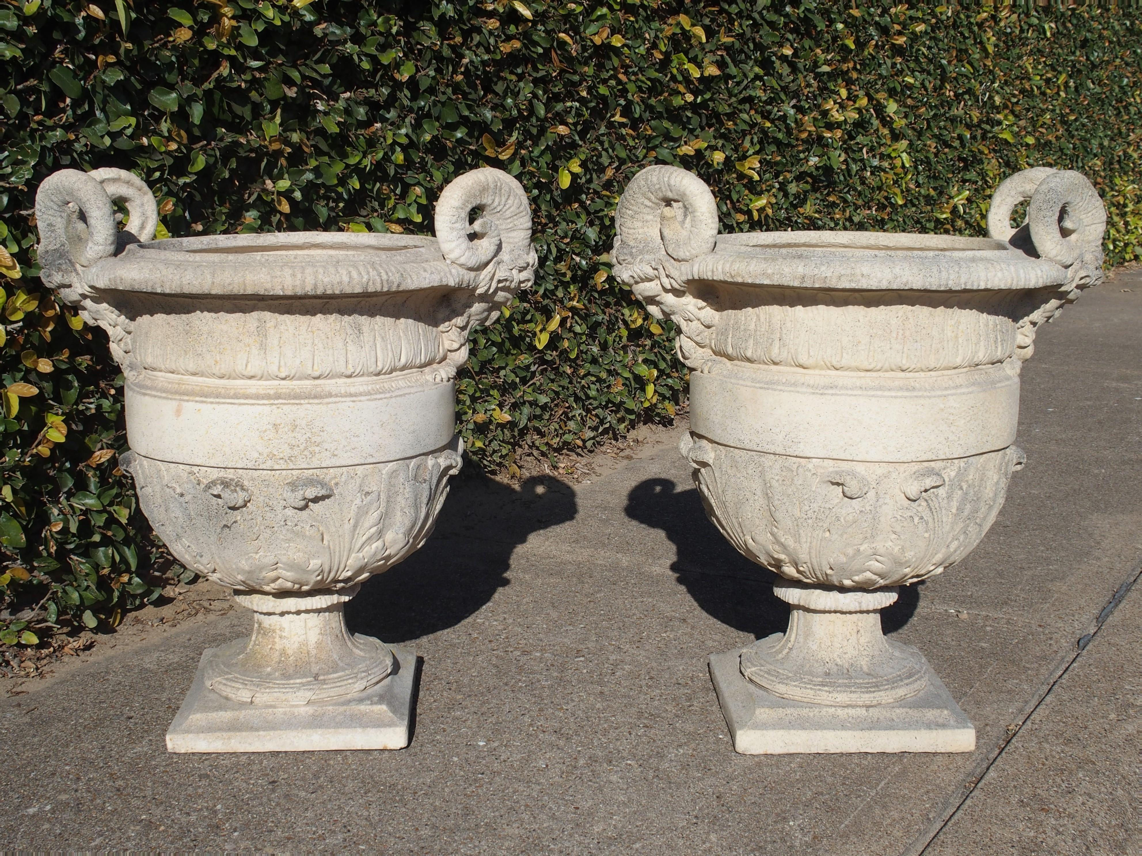 Pair of Cast Stone 'Versailles' Urns 7