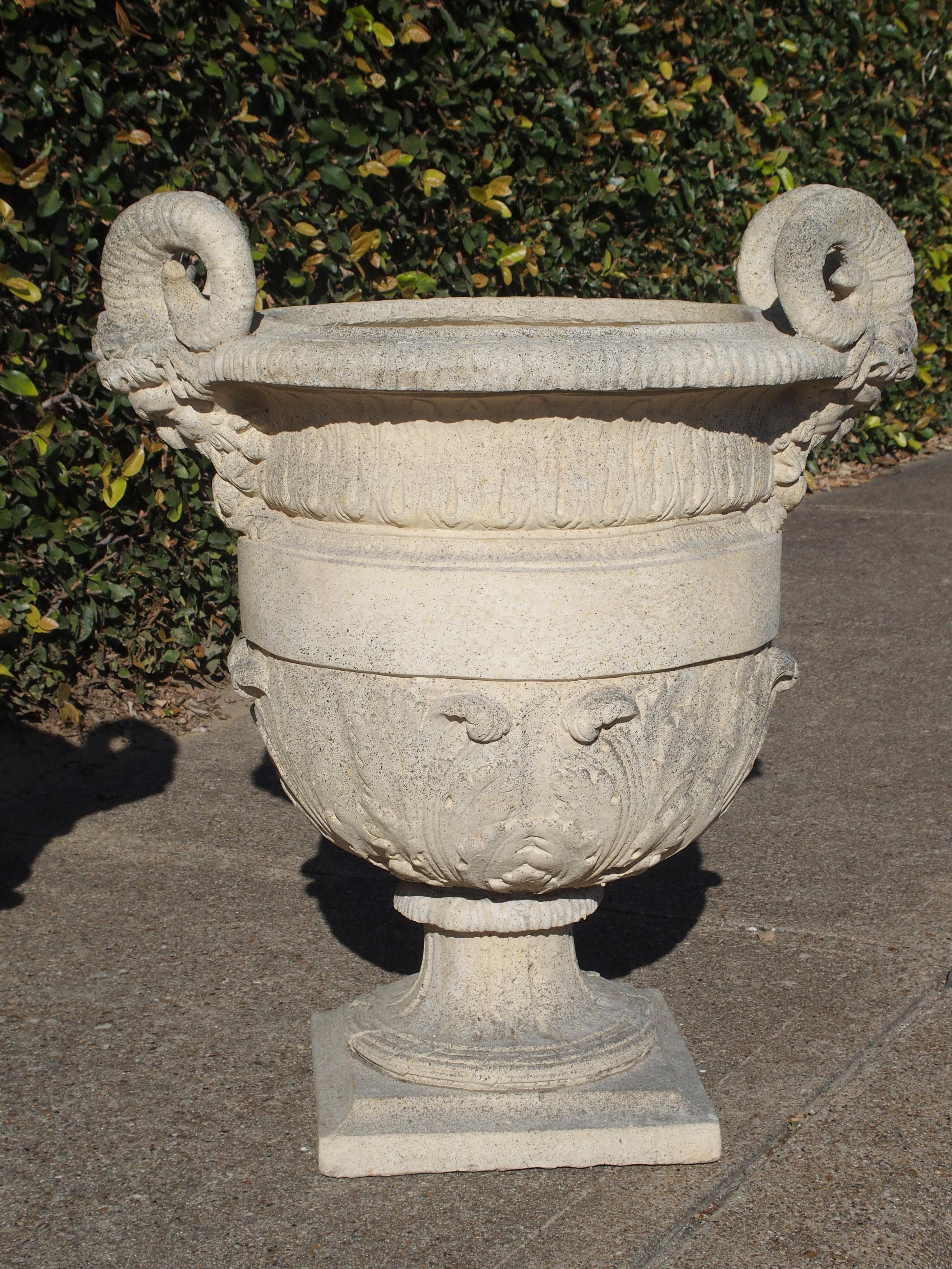 French Pair of Cast Stone 'Versailles' Urns