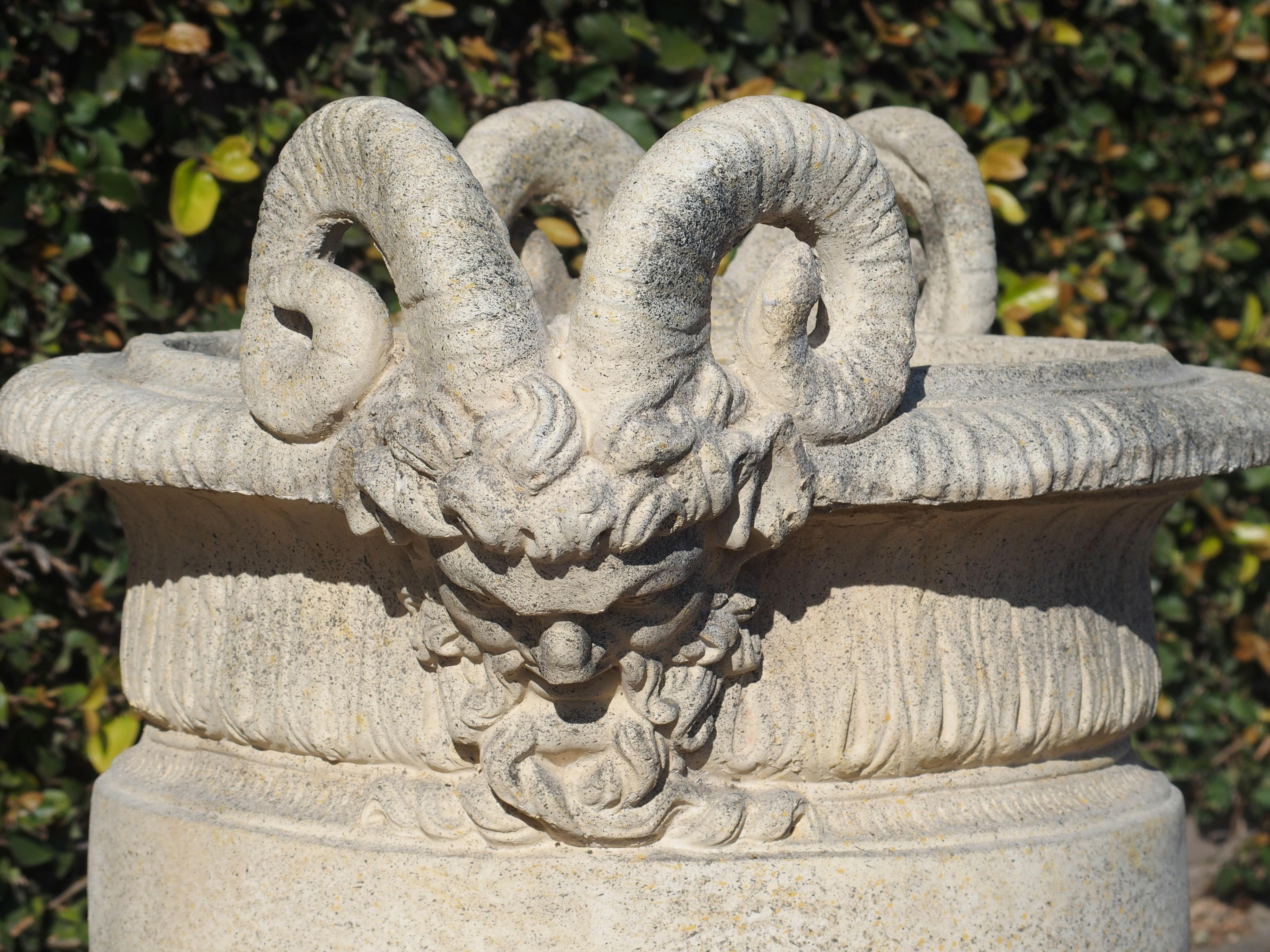 Contemporary Pair of Cast Stone 'Versailles' Urns