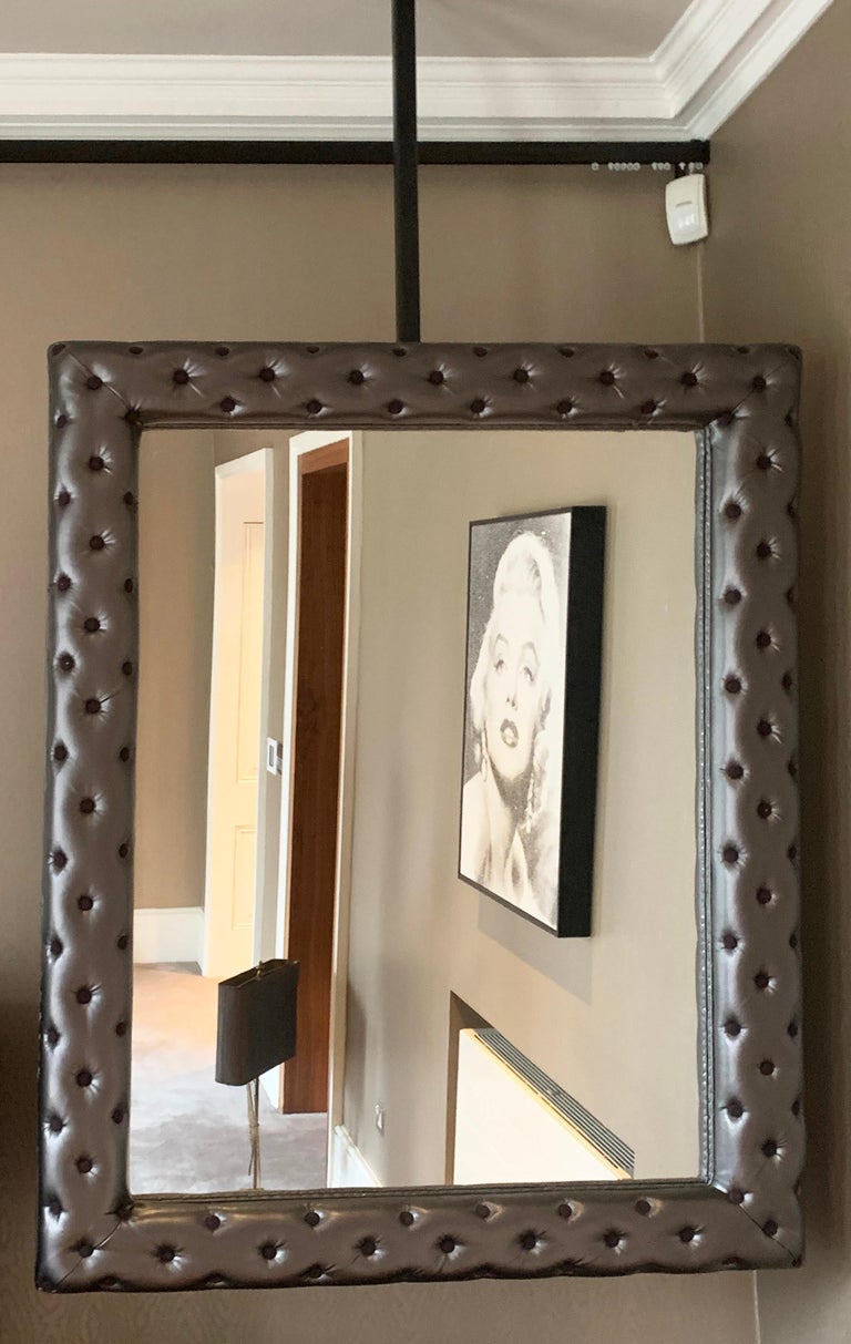 Chesterfield Style Ceiling Hung Deep Buttoned Mirrors in Grey Silk