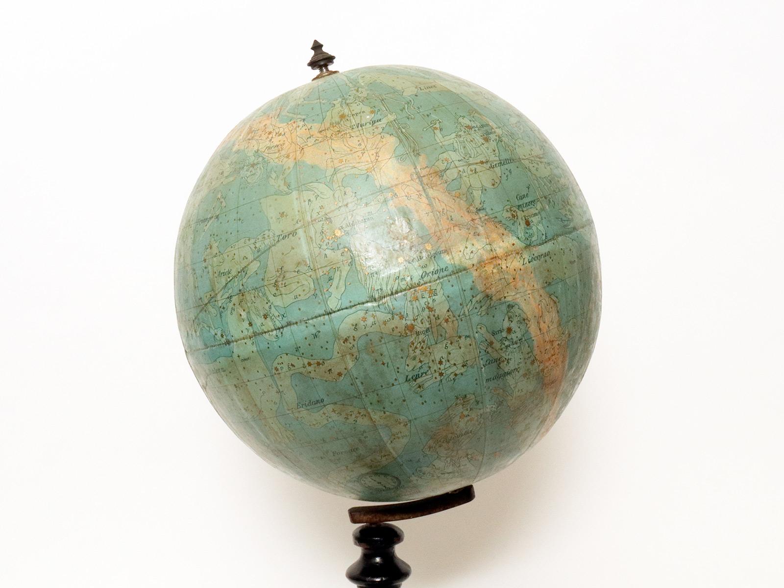 Wood A pair of celestial and terrestrial globes, E.Pini, Gussoni & Dotti, Italy 1892. For Sale