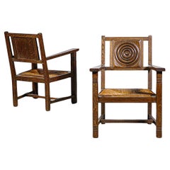 A Pair of Celtic Armchairs by " Maison Branthôme " Brittany France 1970
s