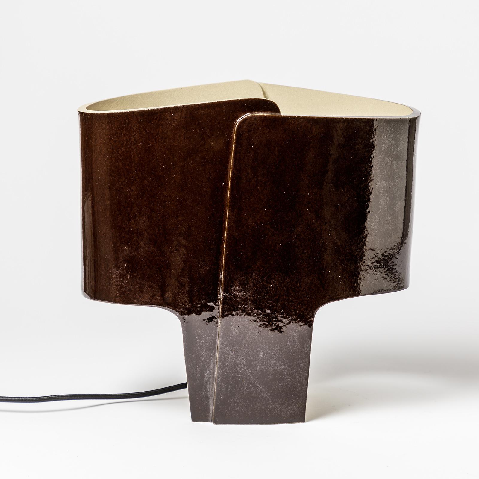Paar Keramik-Tischlampen mit Glasurdekoration von Denis Castaing, 2020 (Beaux Arts) im Angebot