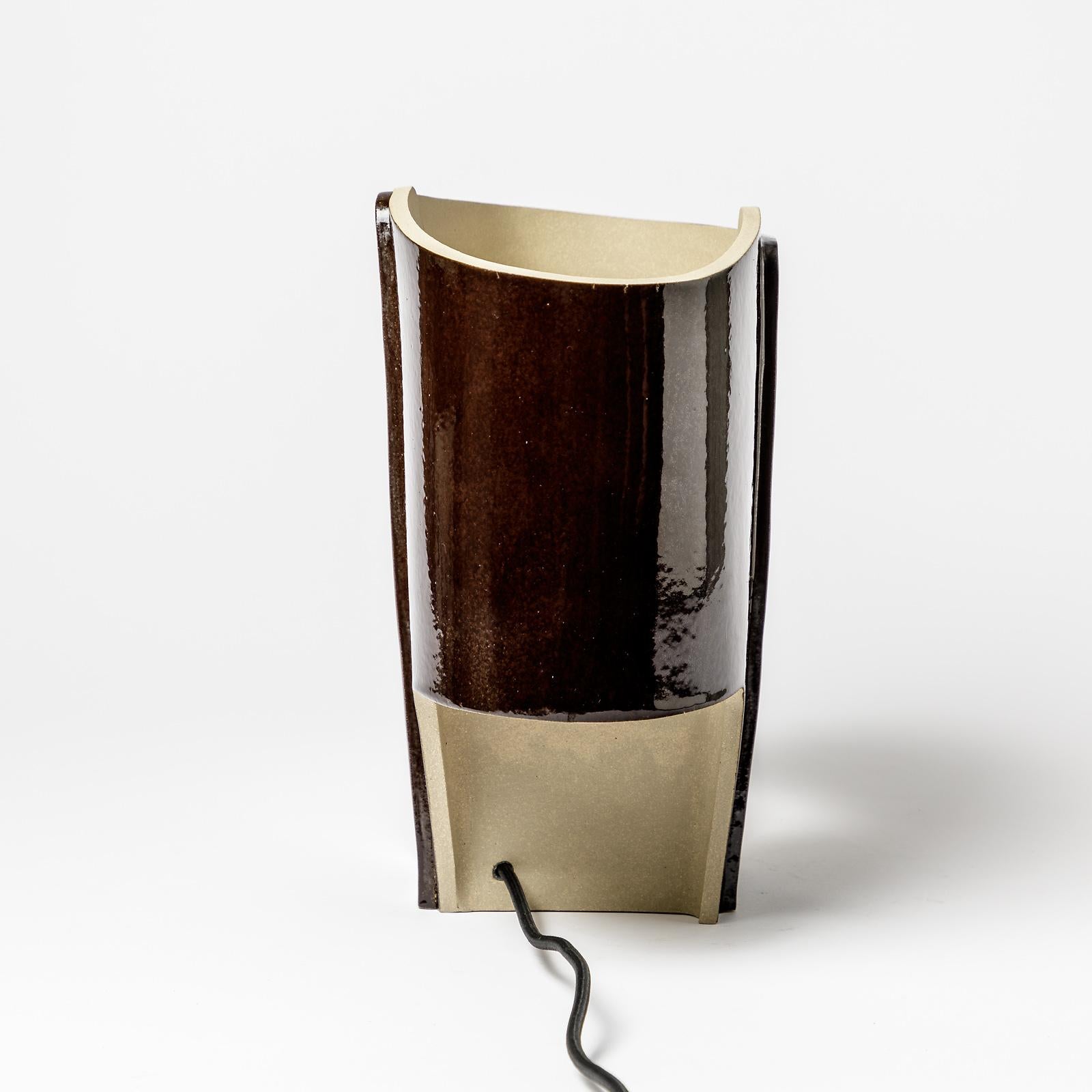 Paar Keramik-Tischlampen mit Glasurdekoration von Denis Castaing, 2020 (Französisch) im Angebot