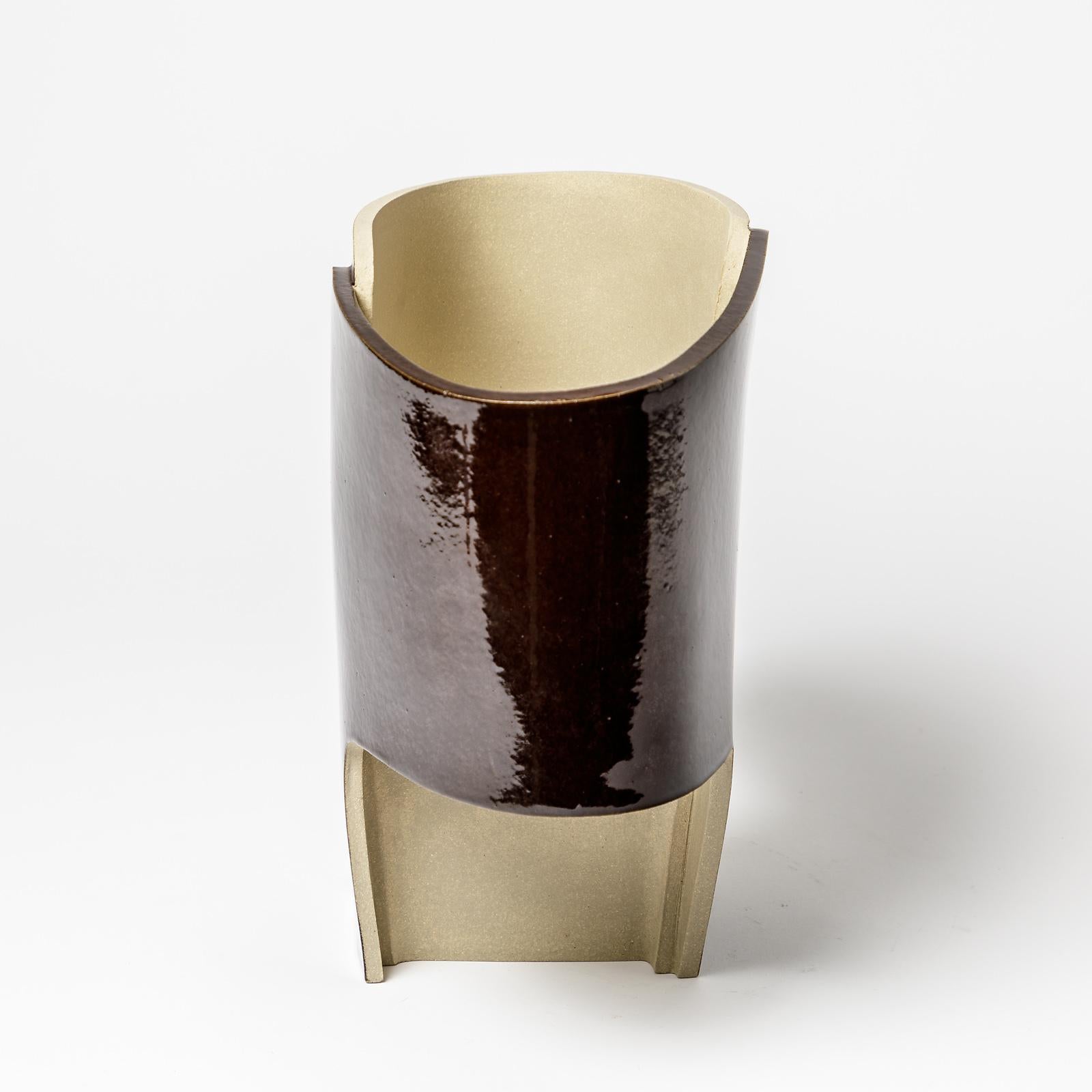 Paar Keramik-Tischlampen mit Glasurdekoration von Denis Castaing, 2020 (20. Jahrhundert) im Angebot