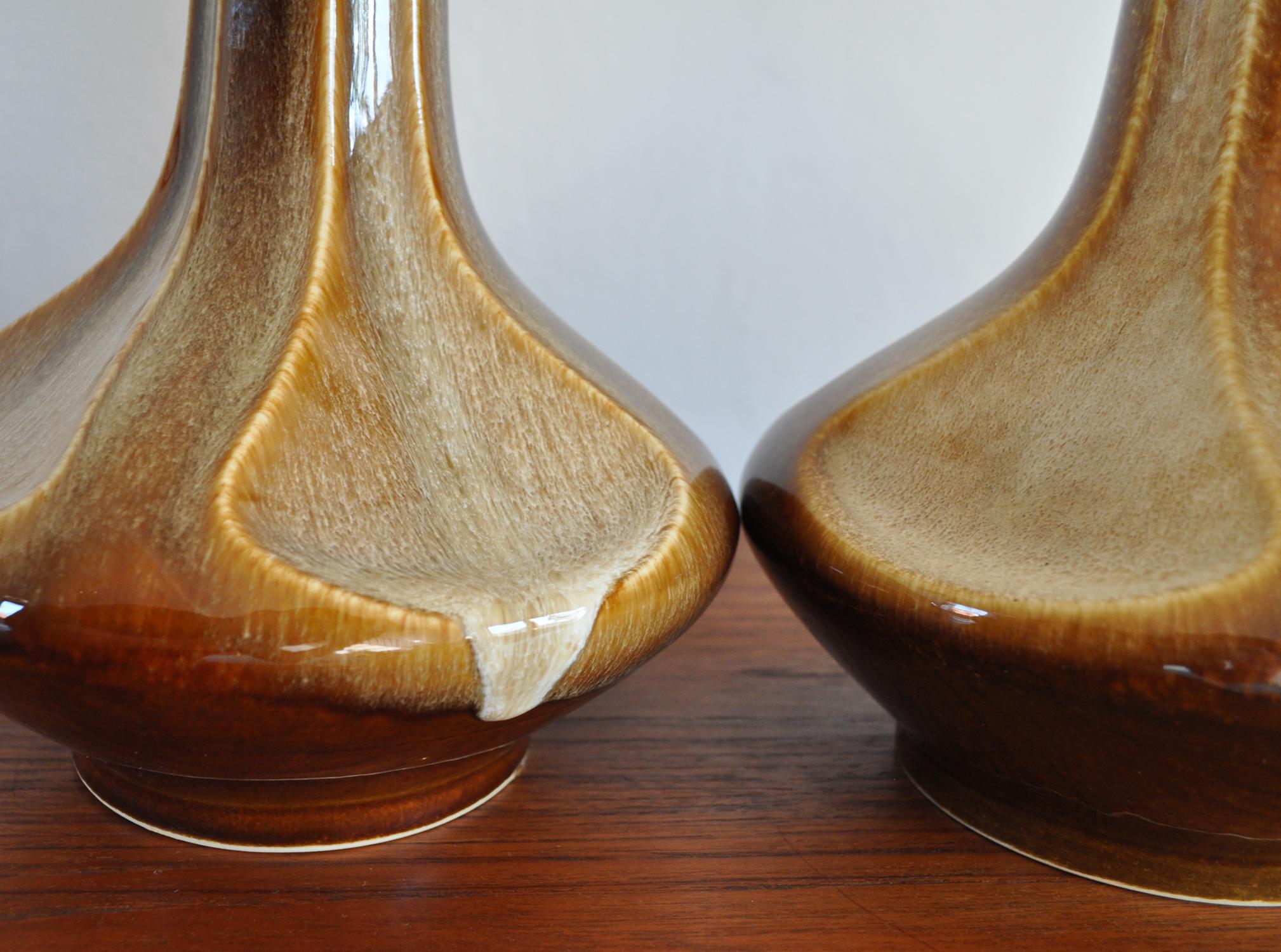 Scandinavian Modern Pair of Ceramic Table Lamps by Einar Johansen for Søholm, Denmark