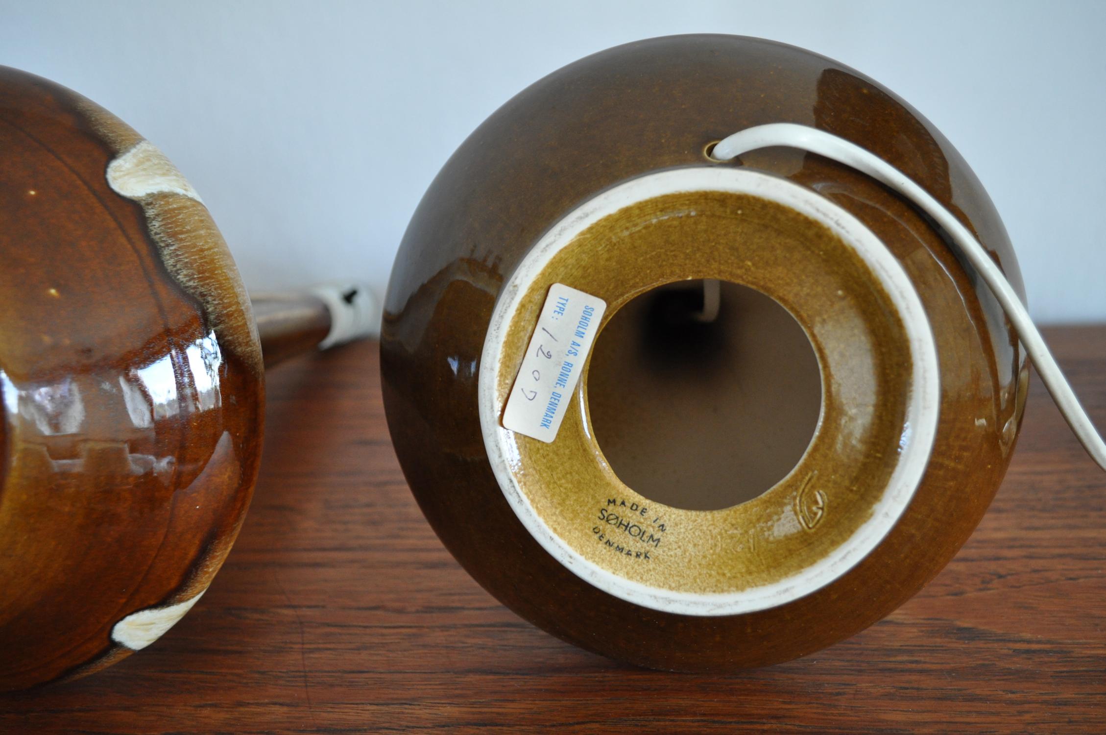 Pair of Ceramic Table Lamps by Einar Johansen for Søholm, Denmark In Excellent Condition In Vordingborg, DK