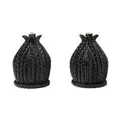 Pair of Ceramic Table Lamps, Signed under the Base, France 1960-1970