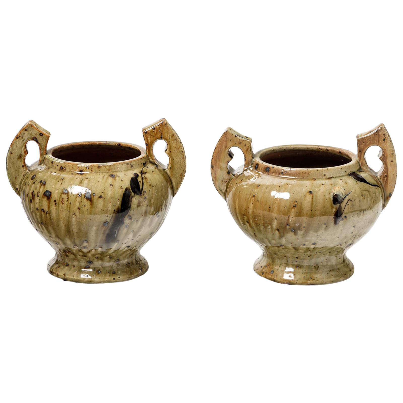 Pair of Ceramic Vases by Armand Bedu, to La Borne , circa 1940 For Sale