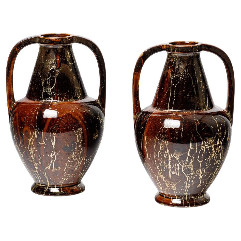 Coppia di vasi in ceramica di Lucien Brisdoux, 1930-1950 ca.