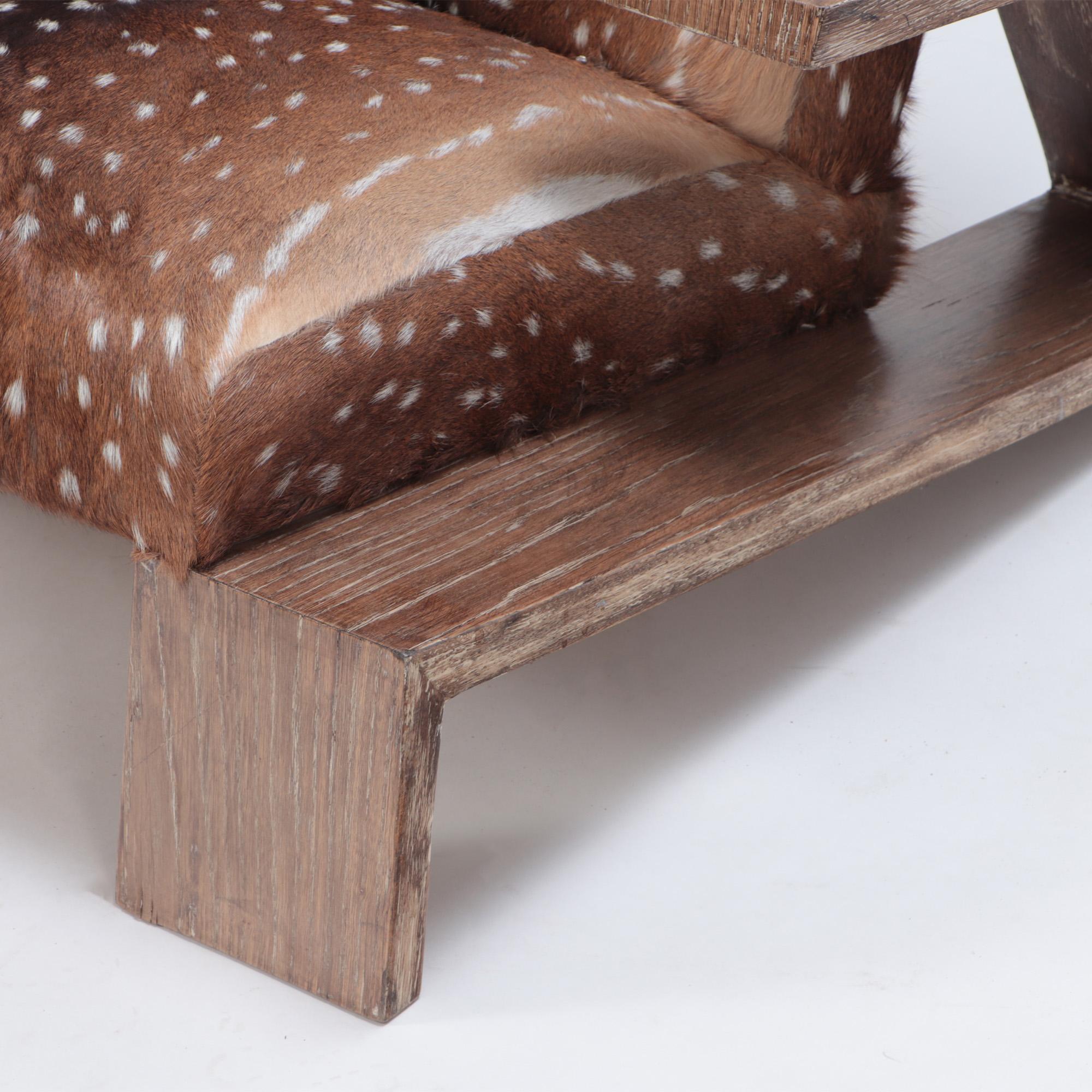 Pair of Cerused Oak and Deer Hide Chairs, Contemporary 1