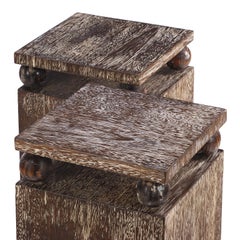 Paire de piédestaux en Oak Cerused. Contemporain.