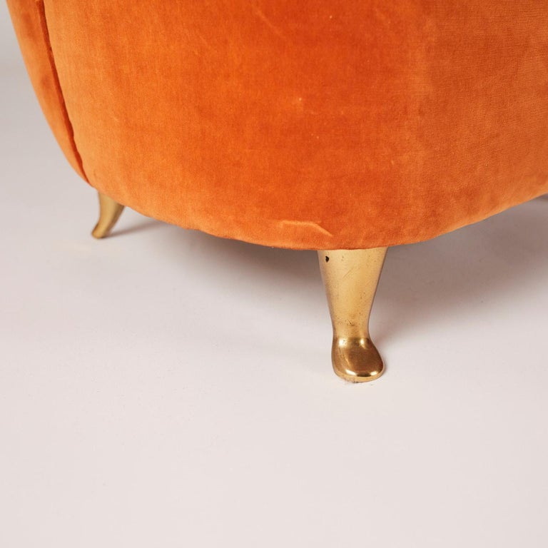 Pair of Cesare Lacca Red Velvet Fireplace Upholstered Chairs from the