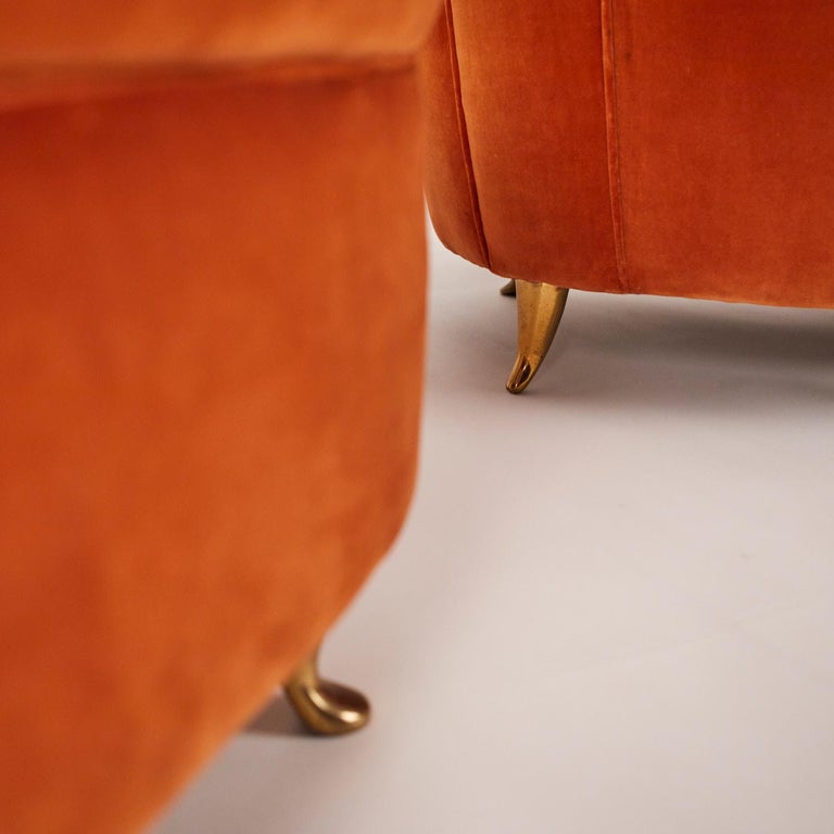 Pair of Cesare Lacca Red Velvet Fireplace Upholstered Chairs from the