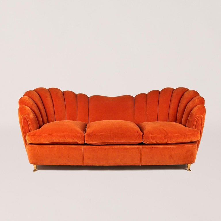 Pair of Cesare Lacca Red Velvet Fireplace Upholstered Chairs from the