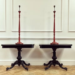 Pair of Ceylonese Polychrome Painted Reading Lamps