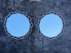 A Pair Of Chainlink Steel Industrial Style Mirrors Heavy