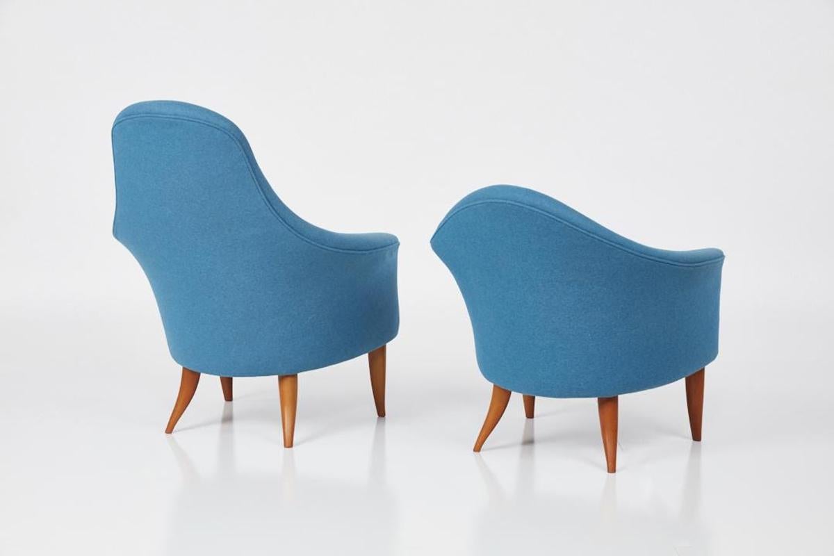 Beech Pair of Chairs Designed by Kerstin Horlin-Holmquist 