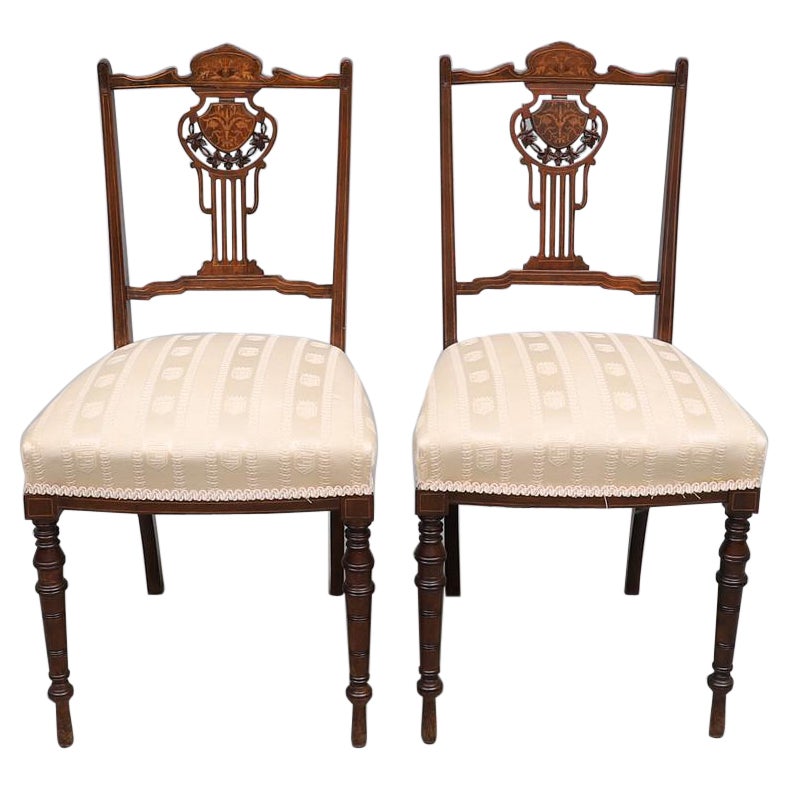 A Pair of Chairs, Livingroom Exclusive Edwardian Mahogany Boxwood Home Décor
