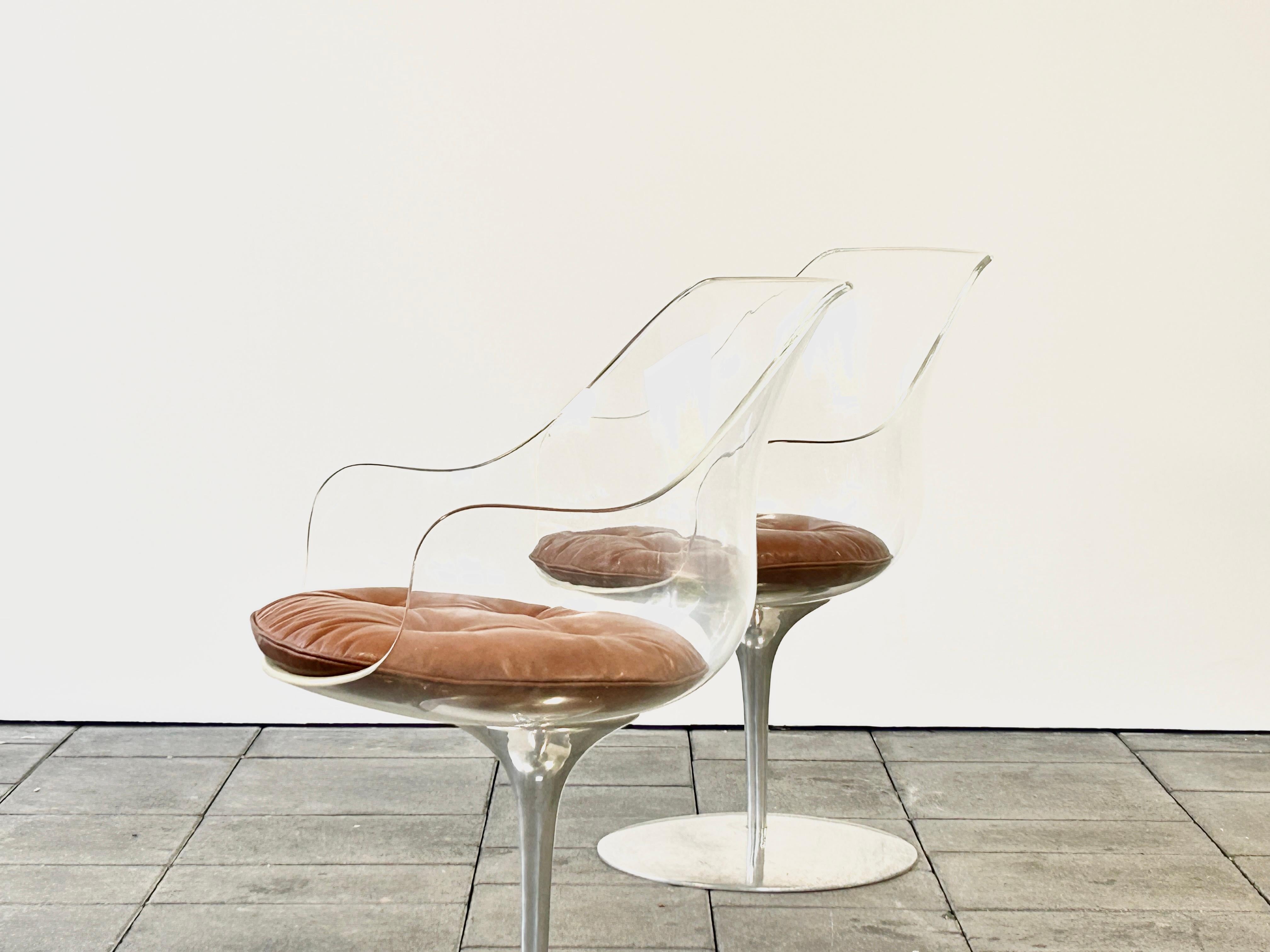 French A pair of Champagner chairs by Estelle & Ervine Laverne for Formes Nouvelles
