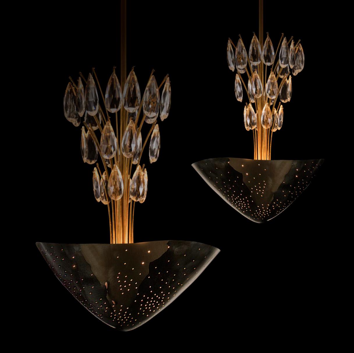 Scandinavian Modern Pair of Chandeliers by Lisa Johansson-Pape For Sale