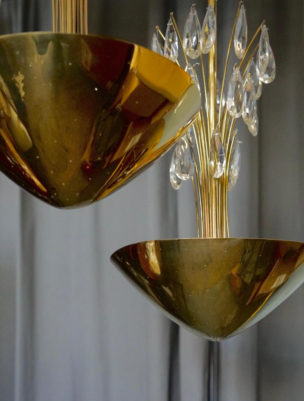 Brass Pair of Chandeliers by Lisa Johansson-Pape For Sale