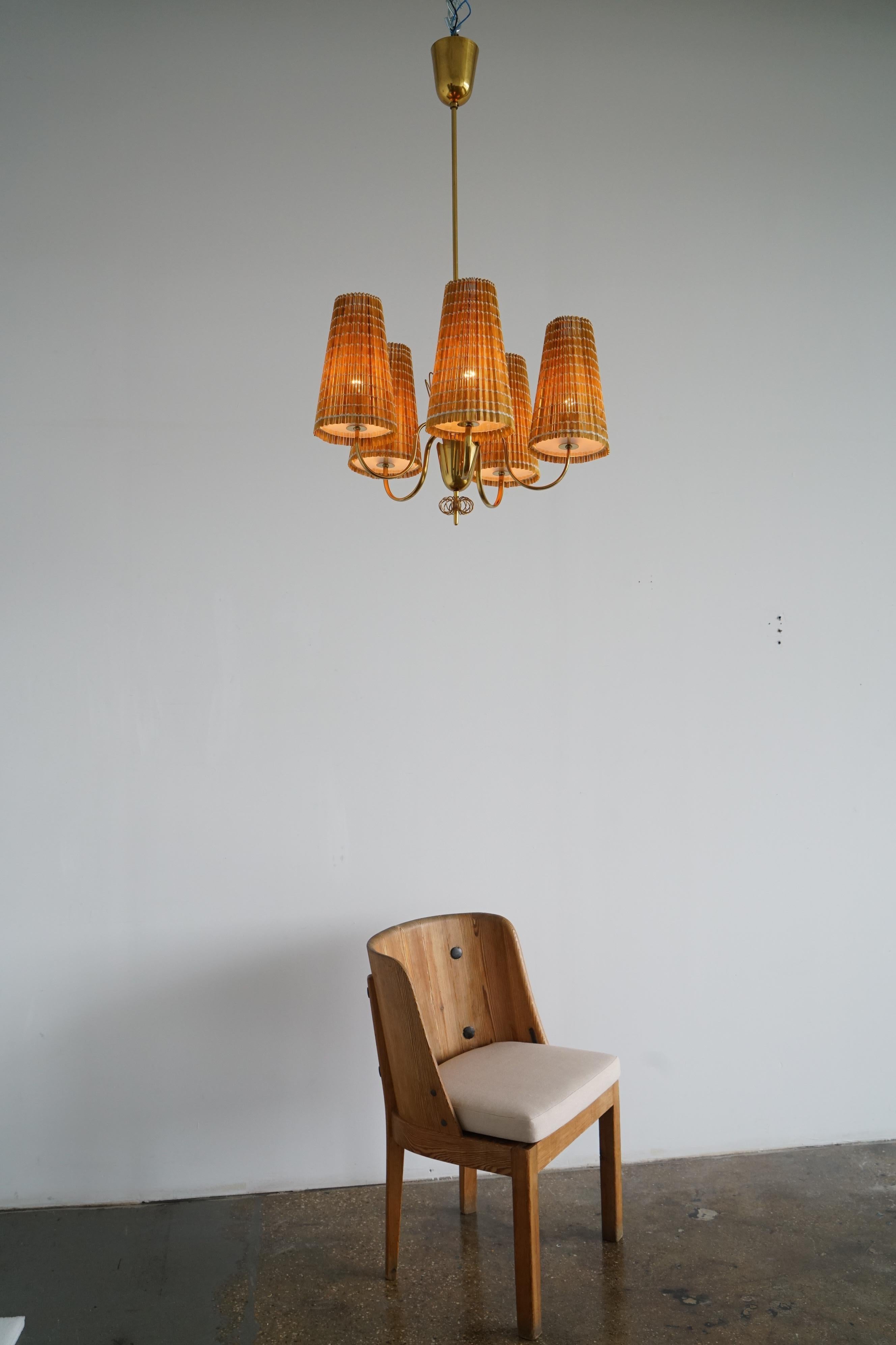 A pair of Chandeliers by Paavo Tynell for Taito Oy Model 9082 In Good Condition For Sale In Long Island City, NY