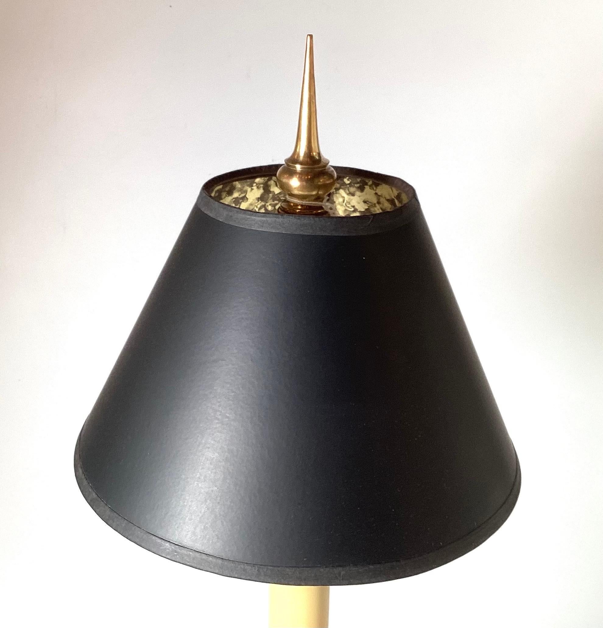 20th Century A Pair of Chapman Tall Buffet Cast Brass Table Lamps with Original Black Shades