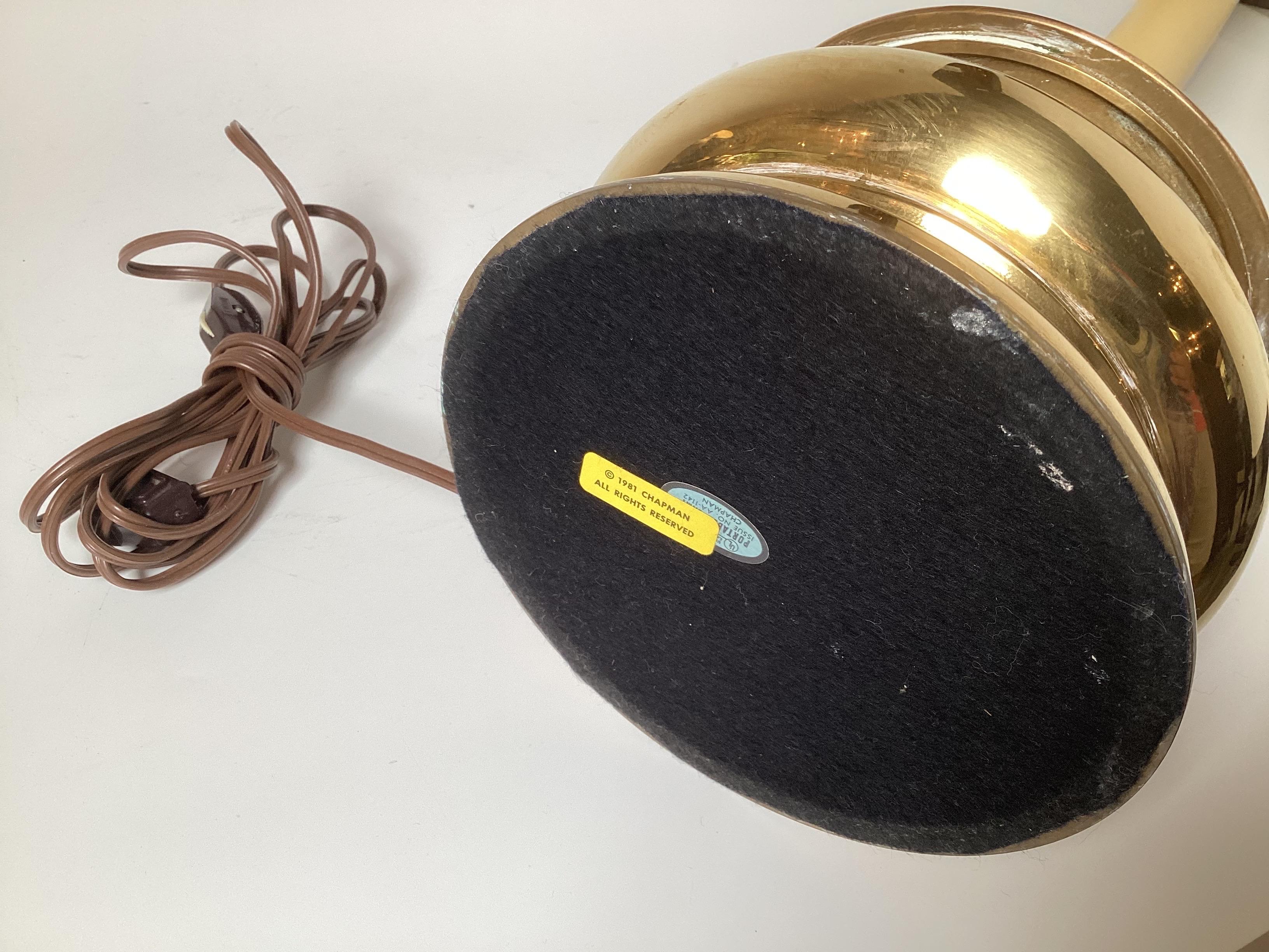 A Pair of Chapman Tall Buffet Cast Brass Table Lamps with Original Black Shades 1