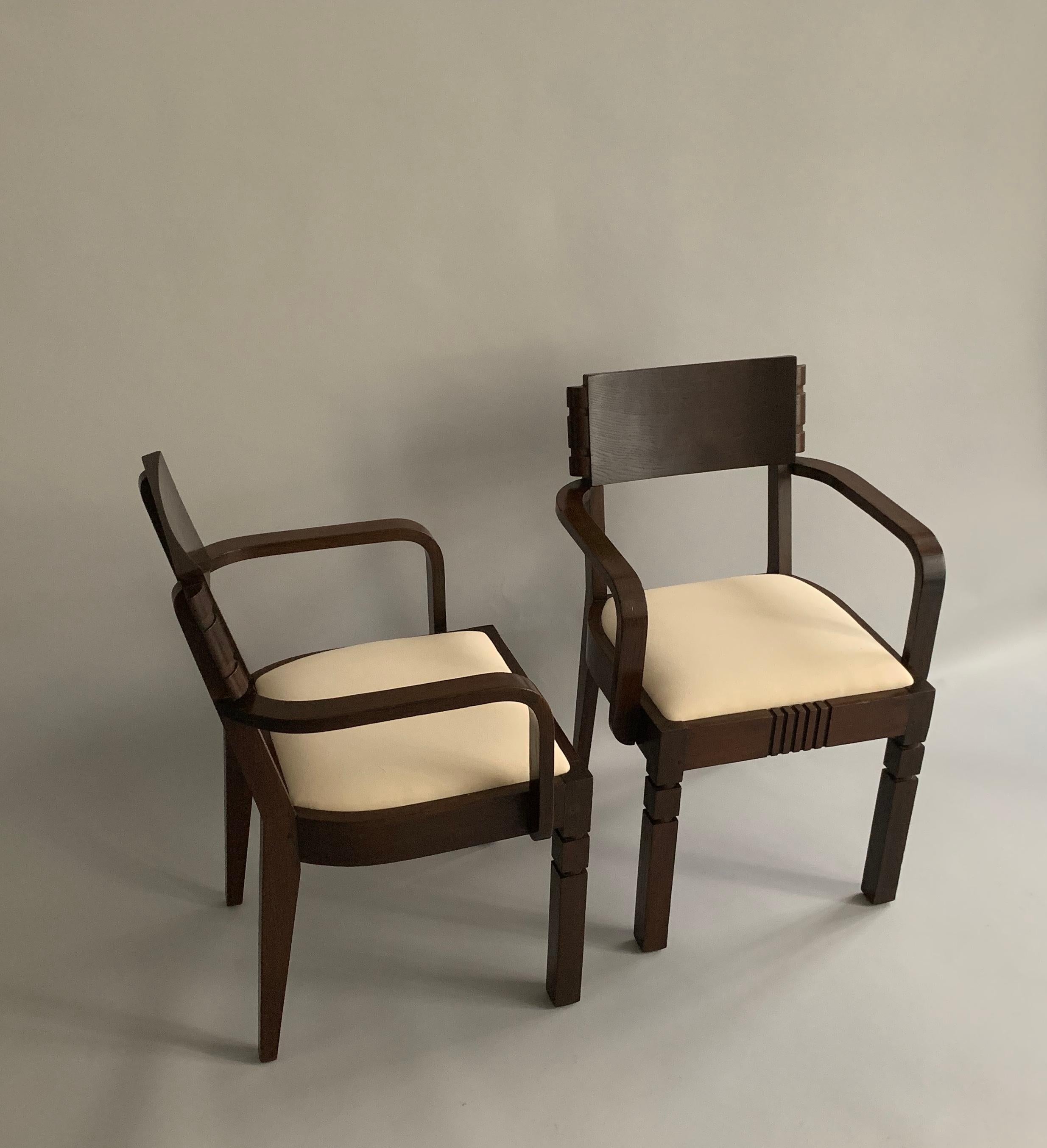 Mid-Century Modern Pair of Charles Dudouyt Armchairs For Sale