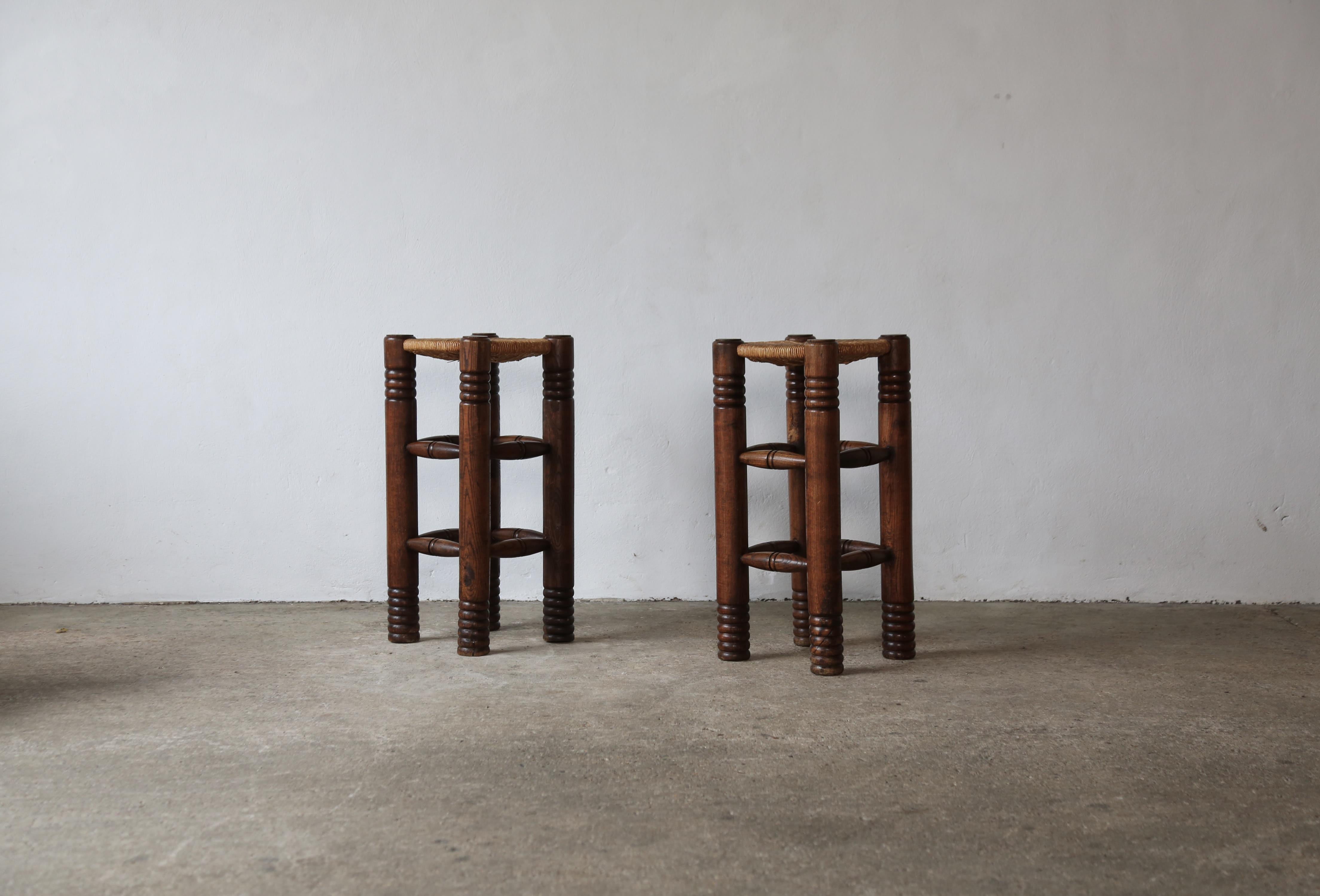 Mid-Century Modern A Pair of Charles Dudouyt Stools, France, 1950s For Sale