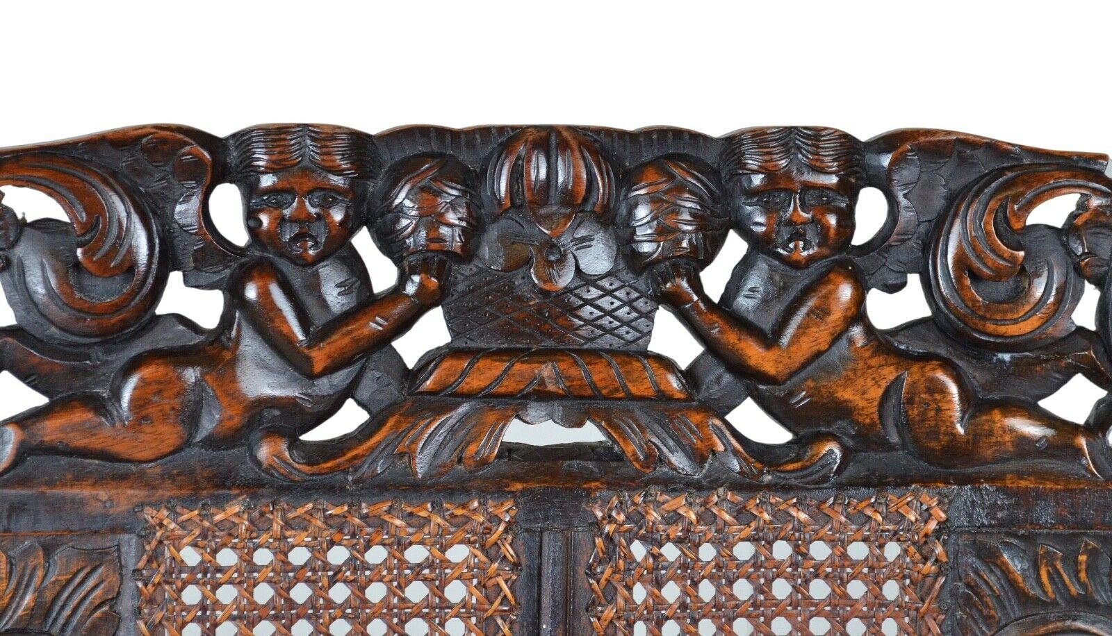 Early 20th Century Pair of Charles II Hand Carved Walnut Armchairs For Sale