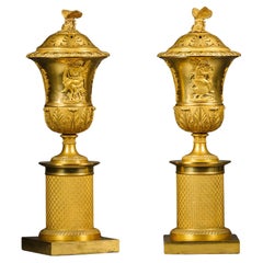 Antique A Pair of Charles X Gilt-Bronze Reversible Cassolettes / Candlesticks