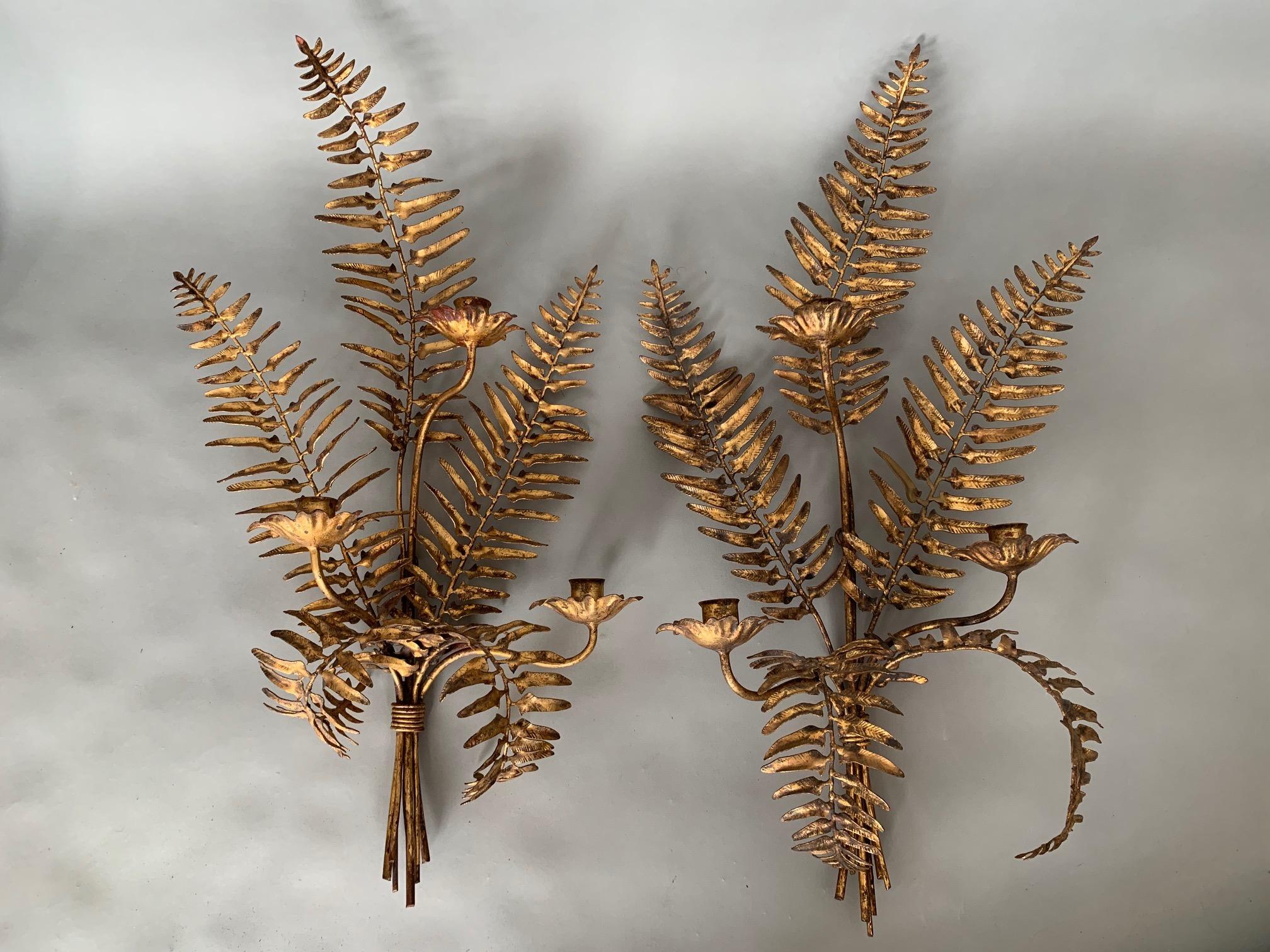 Metal Pair of Charming Italian Gilt Tole Sconces